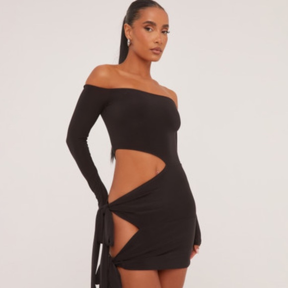 Bardot Black Asymmetrical Cut-Out Dress - Picture 2 of 3